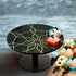 Green Marble Cake Stand with Geometria Brass Inlay